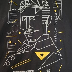Nikola Tesla Graphic Black Tee Keep Up The Good Life XXL Black